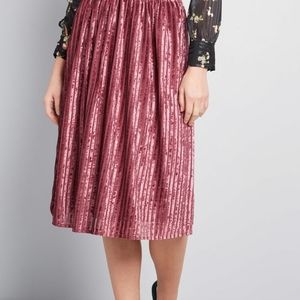 Modcloth Mauve Pink Vevlet Midi Skirt